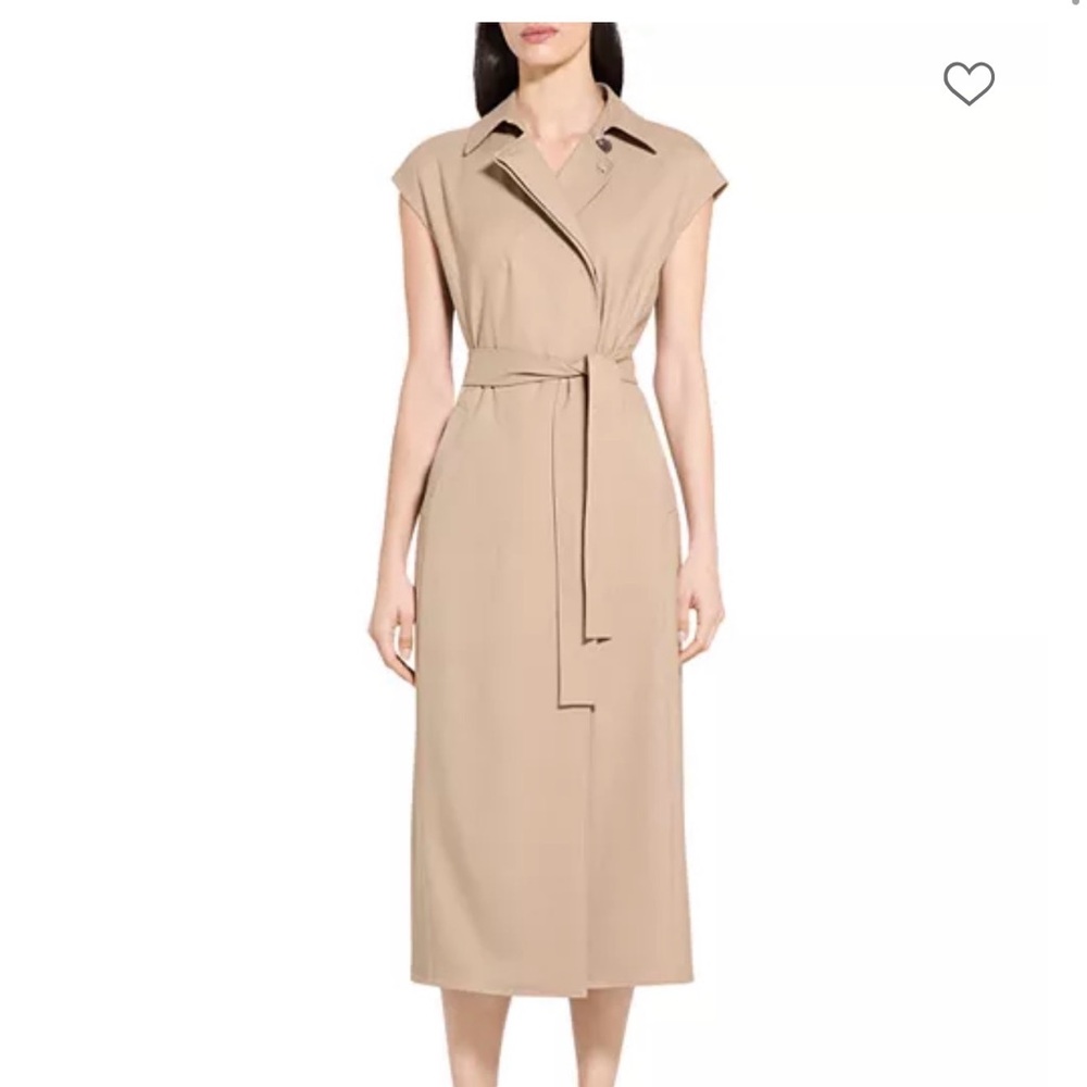 Theory Tan Midi Wrap Dress